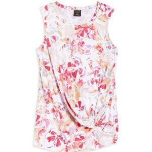 Laila Ali Drape Front Tank Top Exotic Butterfly Print Medium